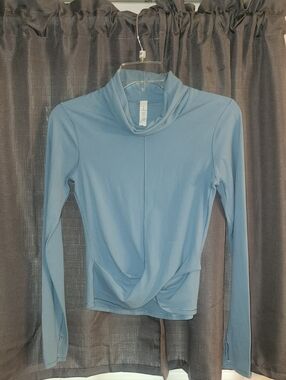 lululemon athletica Dusty Blue Long-Sleeve Twist-Hem Mock Neck Top